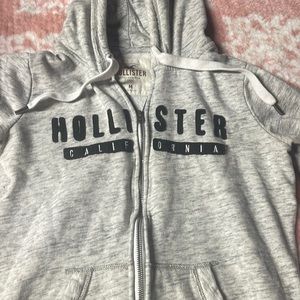 Grey hollister zip up  size medium